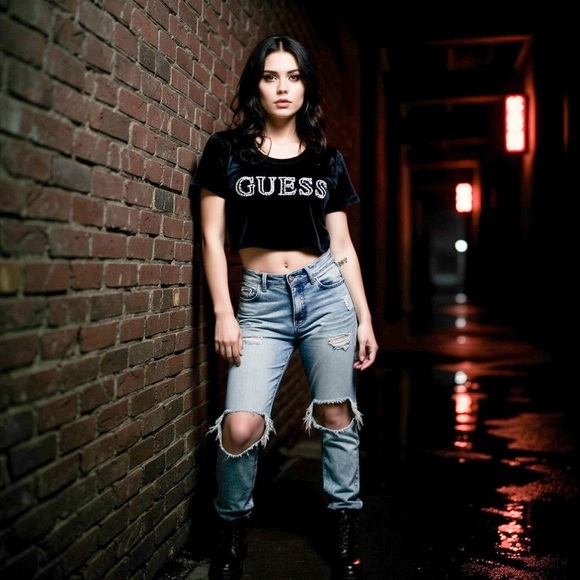 Guess Women's Couture Logo Short-Sleeve Cropped Top
Smoke/Pet Free - Picture 6 of 8